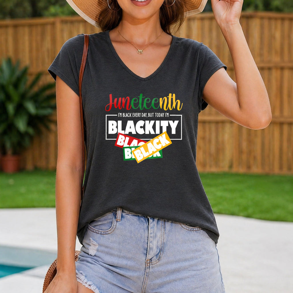 Juneteenth Blackity Black Celebration Women's V-Neck Tank Top