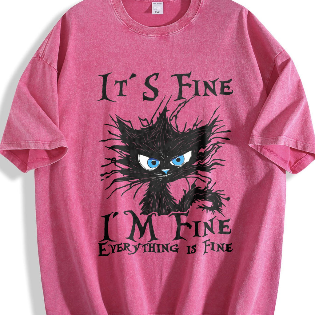Funny It's Fine Sick Cat - With Vintage Washed T-Shirt product image 7