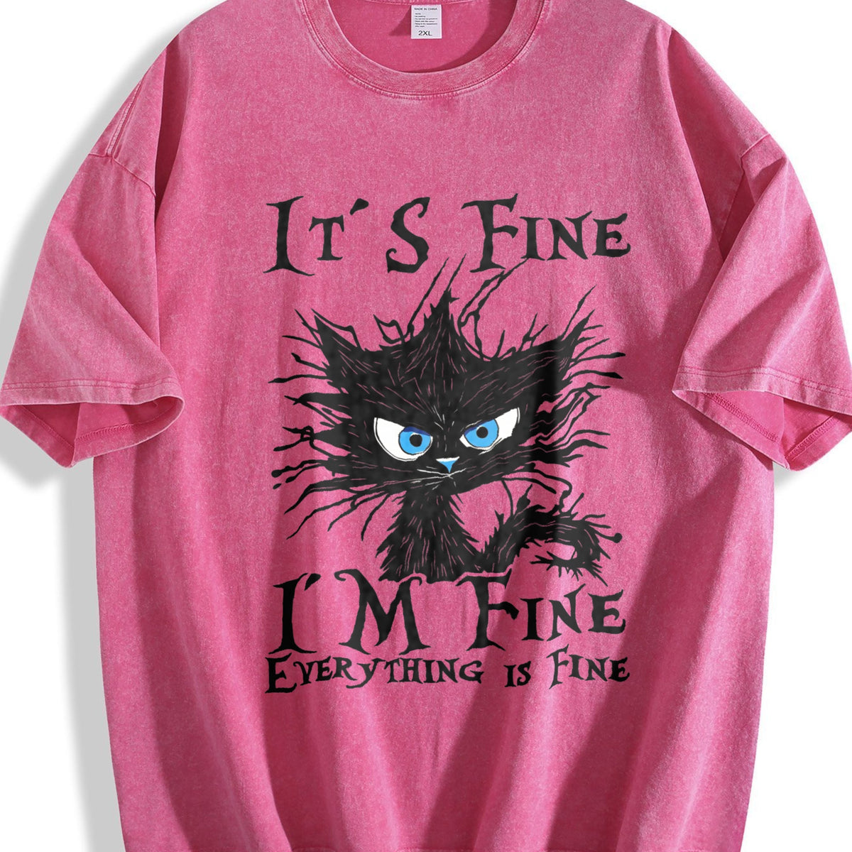 Funny It's Fine Sick Cat - With Vintage Washed T-Shirt product image 7
