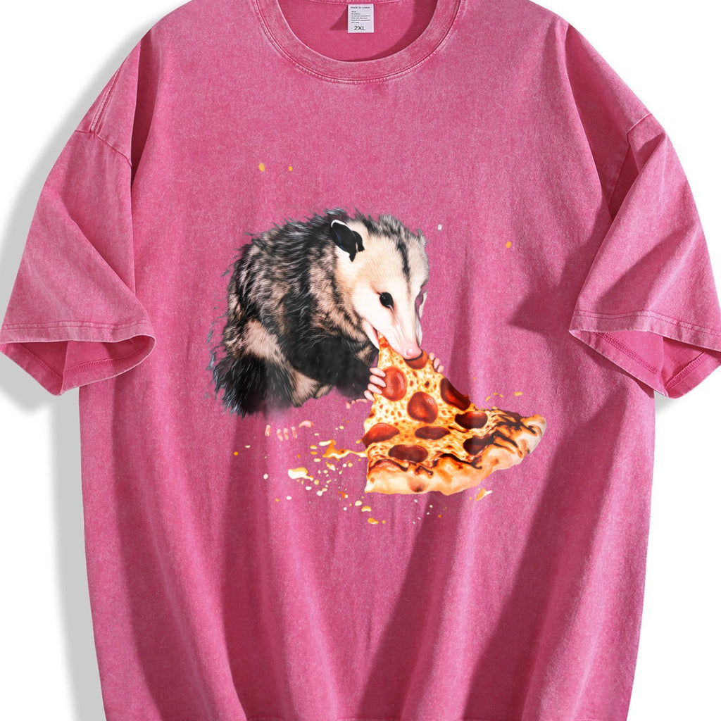 Opossum Eating Pizza Vintage Washed T-Shirt product image 7