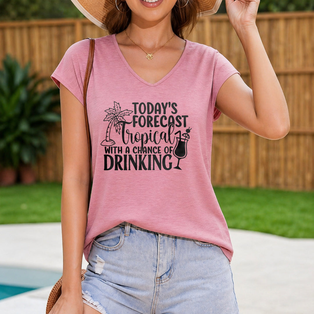 Today's Forecast Tropical with a Chance of Drinking Women's V-Neck Tank Top