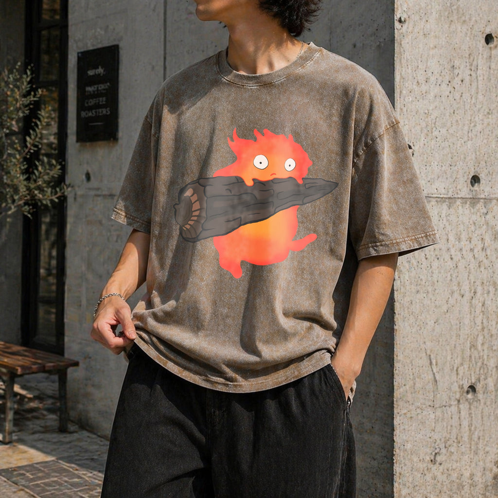 Calcifer's Howl's Moving Castle Vintage Washed T-Shirt product image 3