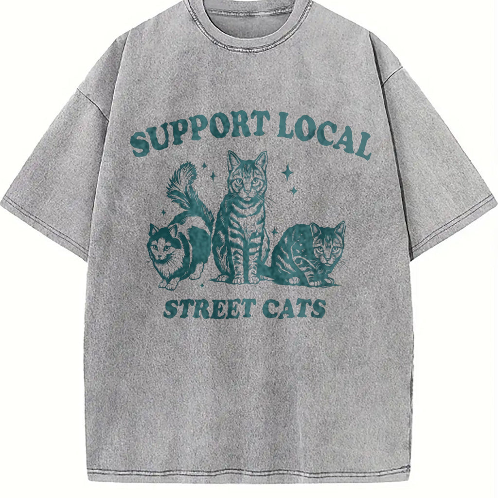 Support Local Cats 90s Vintage Washed T-Shirt product image 5