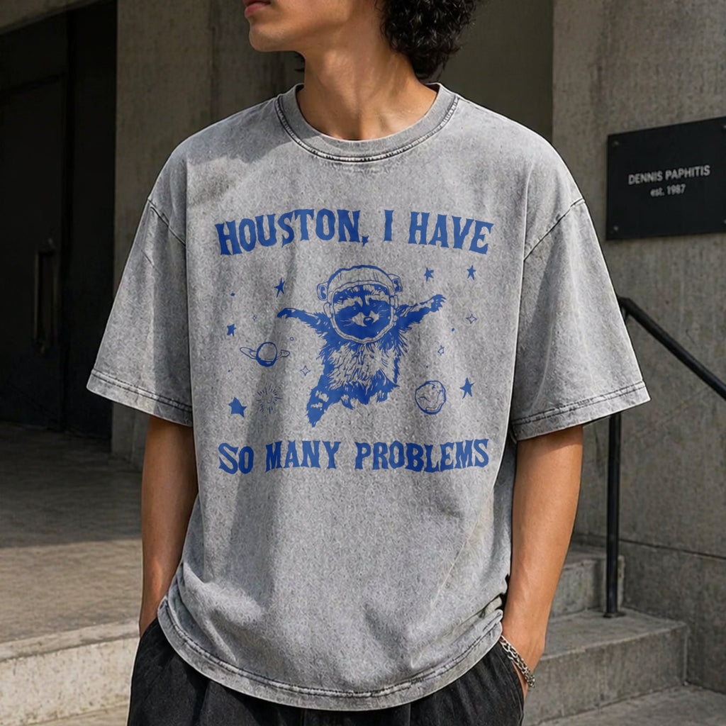 Houston I Have So Many Problems Raccoon Vintage Washed product image 5
