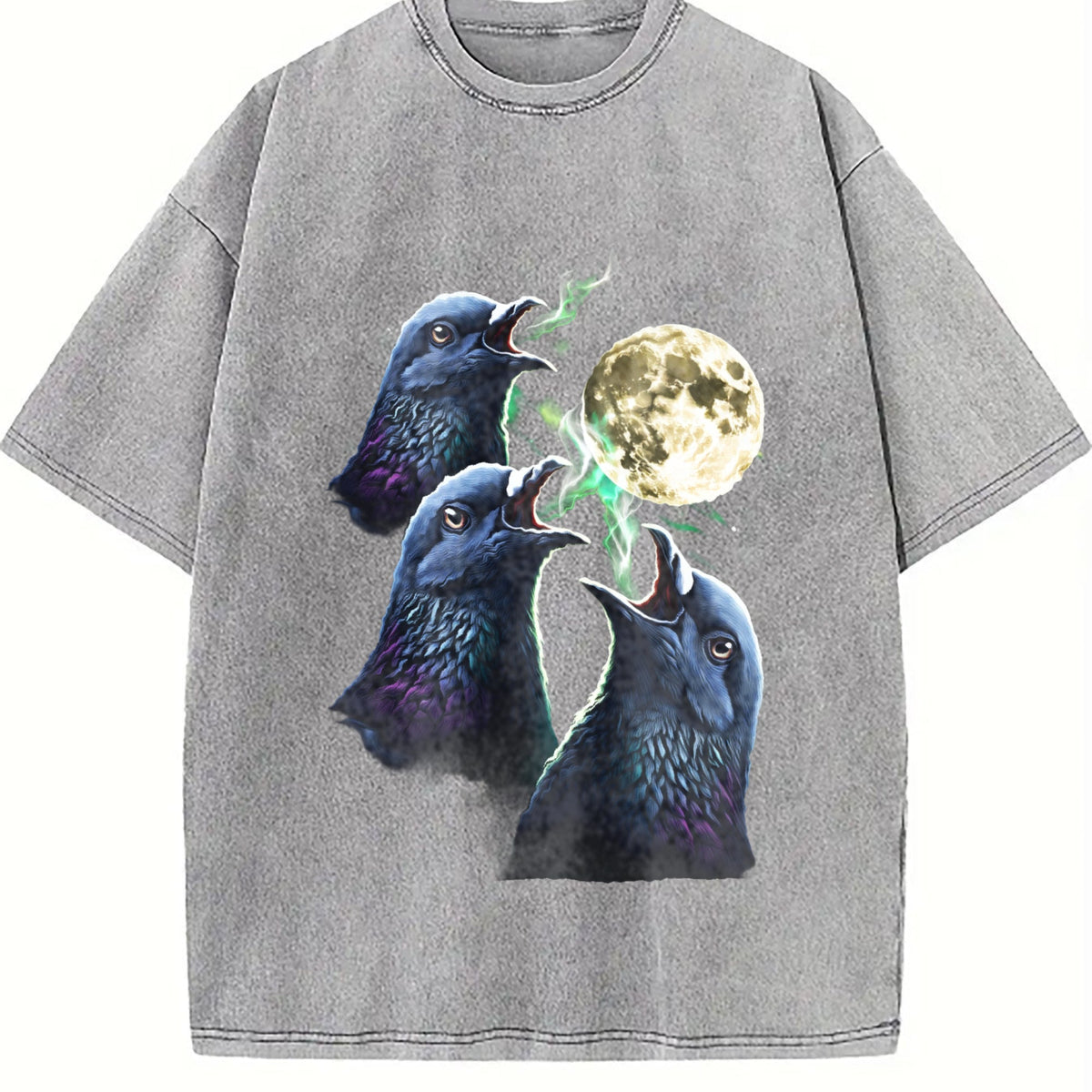 Pigeon Howling To Moon 90s Vintage Washed T-Shirt product image 5