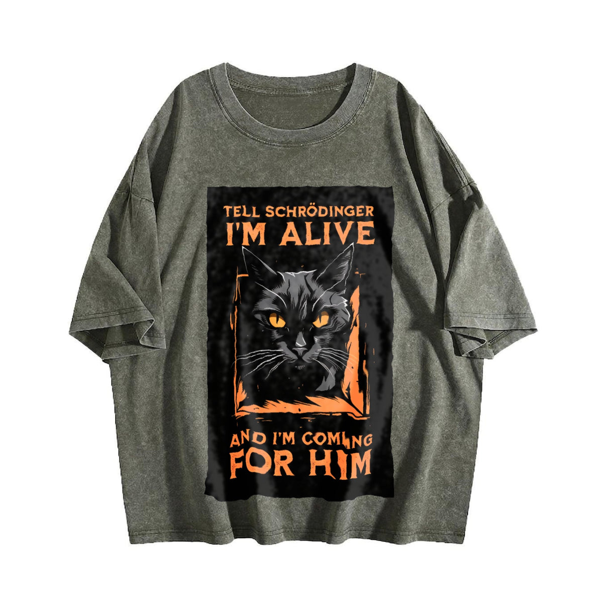Tell Schrodinger I'm Alive Cat Vintage Washed T-Shirt product image 4