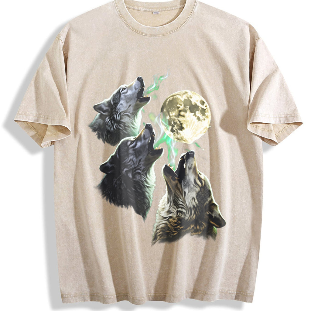 Wolves Howling To Moon 90s Vintage Washed T-Shirt product image 1