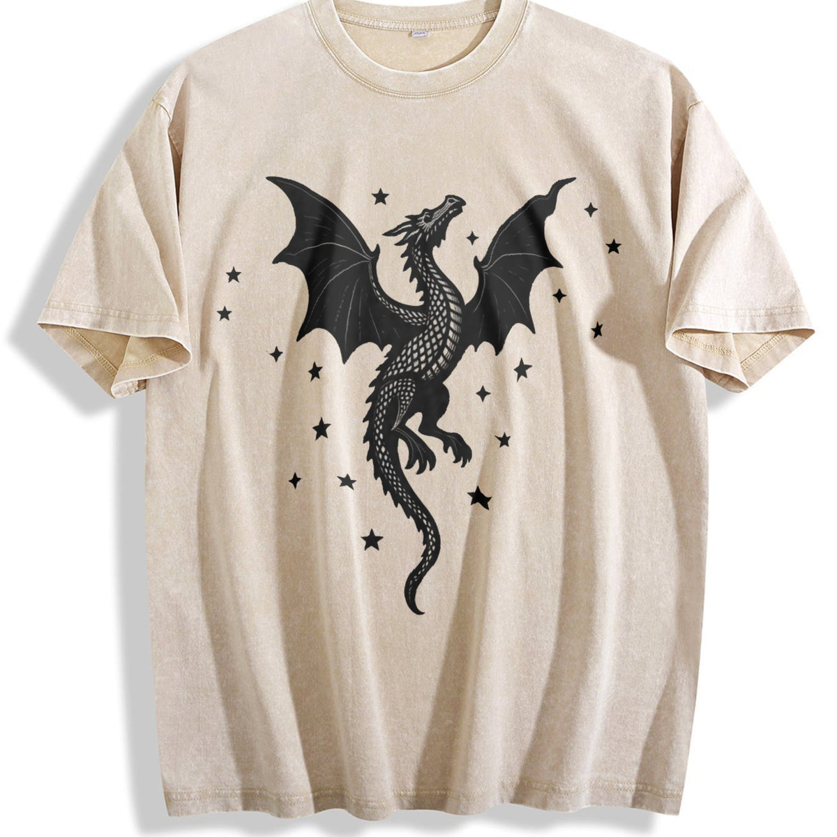 Summer A Scale-patterned Black Dragon Vintage Washed T-Shirt product image 1