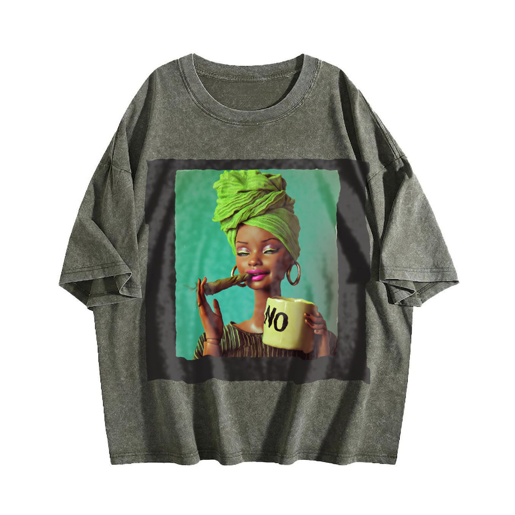 Sassy Doll with Green Head Wrap Vintage Washed T-Shirt product image 4