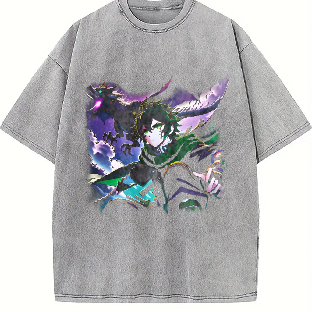Anime X Dragon Halftone Vintage Washed T-Shirt product image 5
