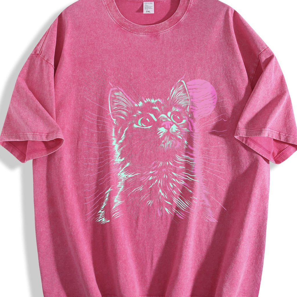 Blockbuster 80s Psychedelic Cat - Neon Green & Pink Vintage product image 5