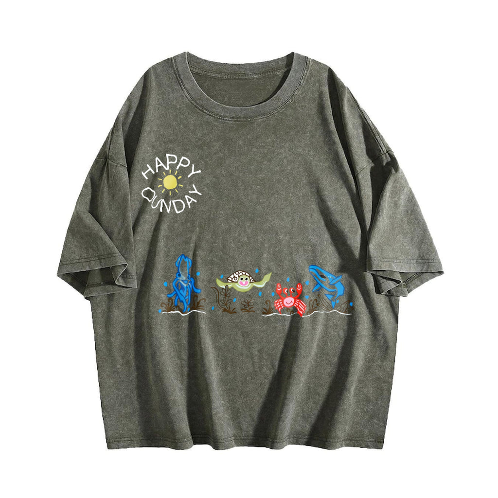 Sea Animals Vintage Washed T-Shirt product image 4