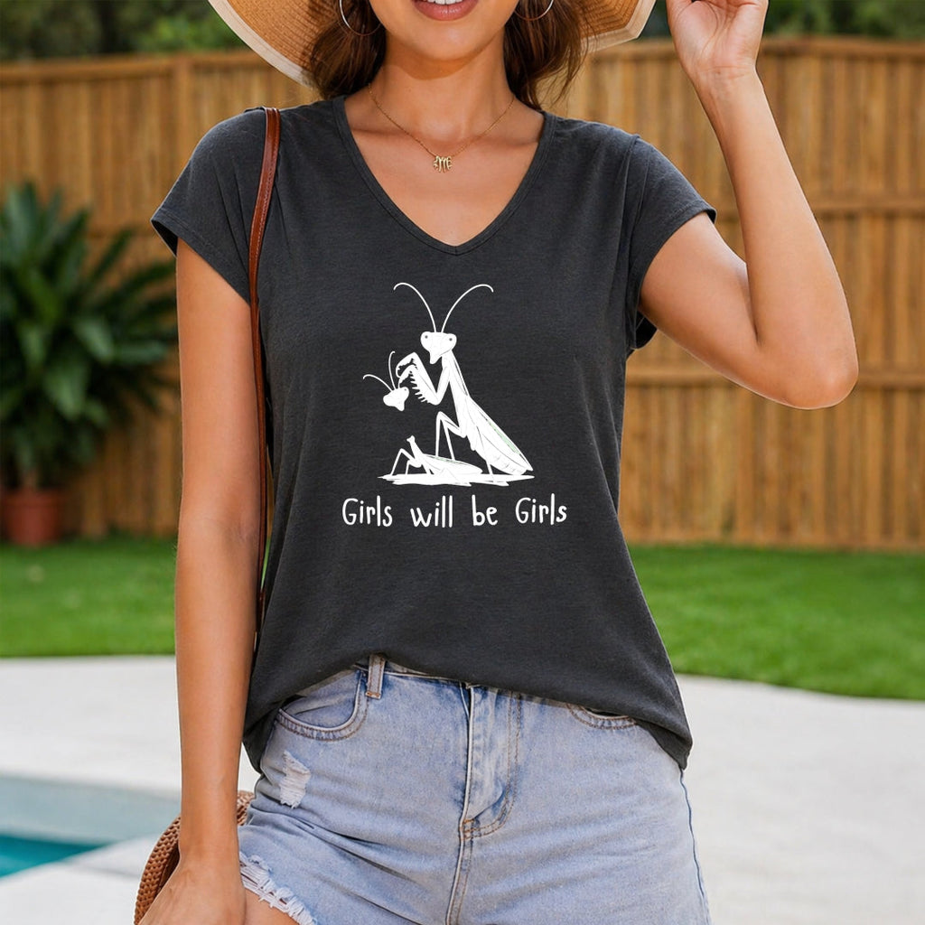 A Cute Praying Mantis Women's V-Neck Tank Top