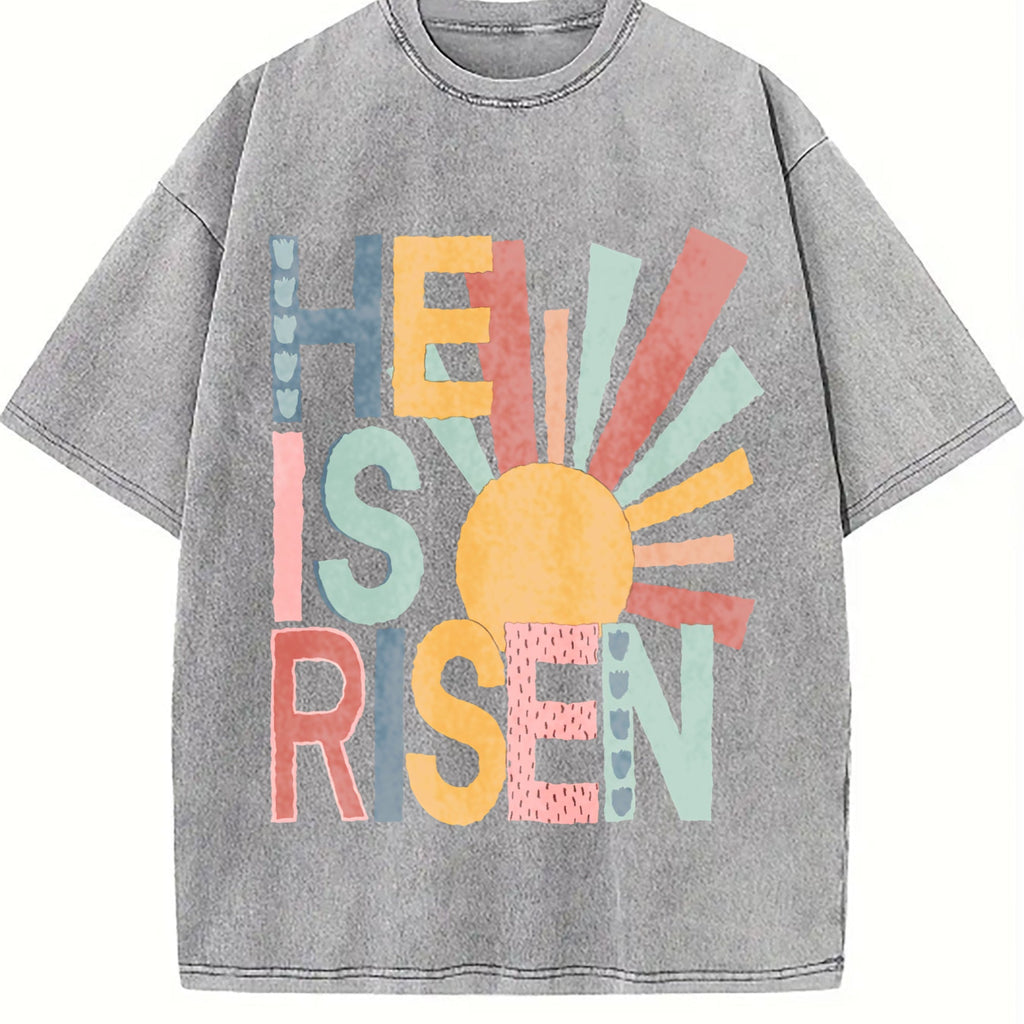 Easter Sun Element He Is Risen Vintage Washed T-Shirt product image 5
