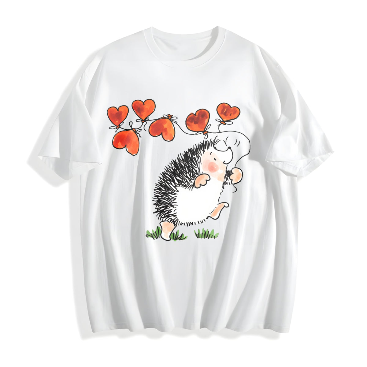 Hedgehog Holding Heart Cotton T-Shirt product image 2