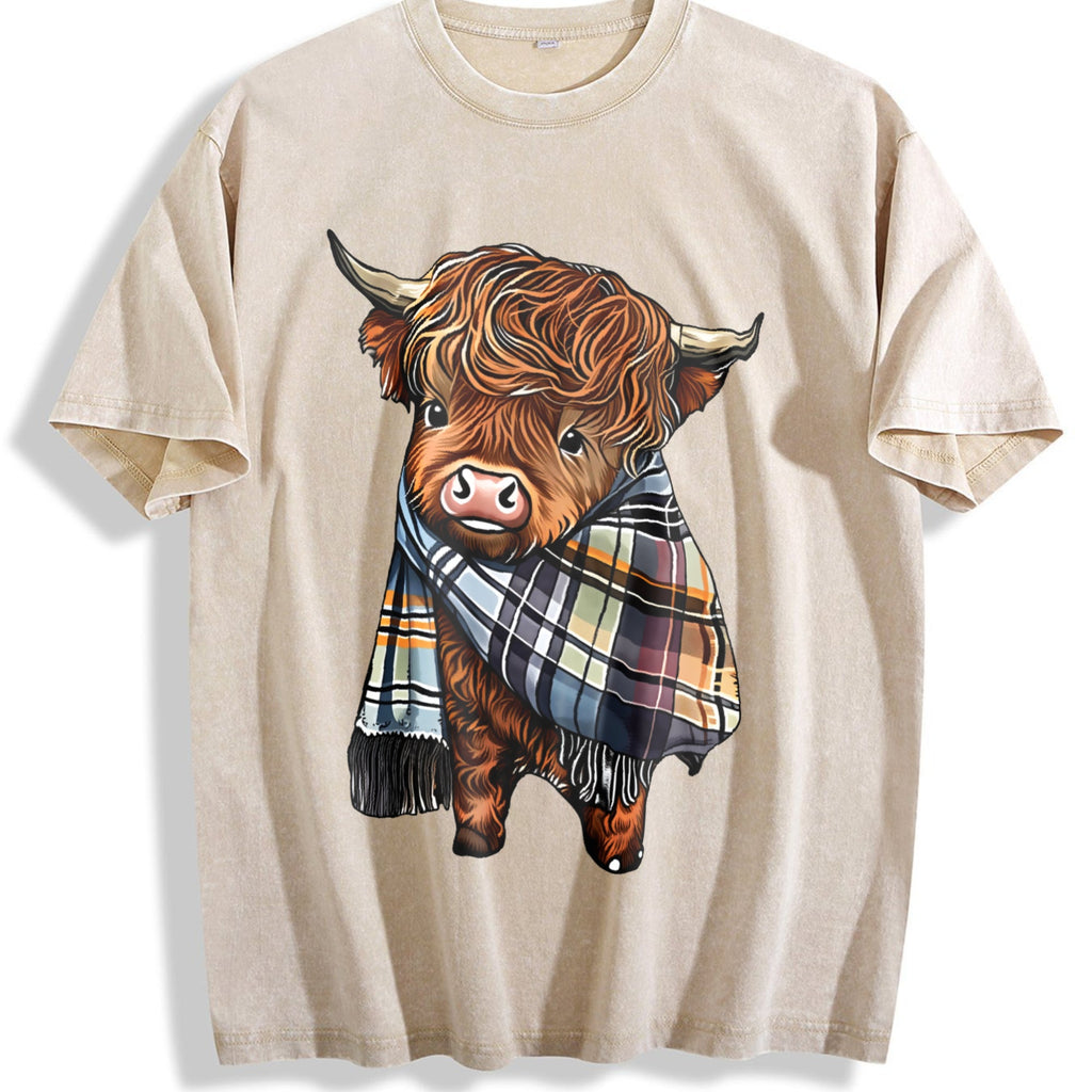 Scottish Highland Cow Plaid - Cozy Cattle Vintage Washed product image 1