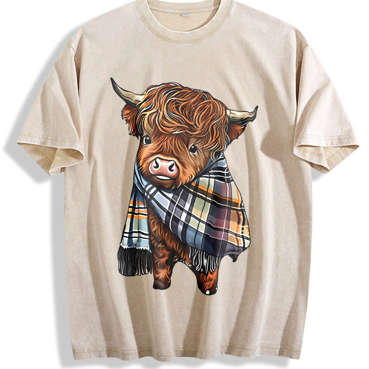 Scottish Highland Cow Plaid - Cozy Cattle Vintage Washed product image 1