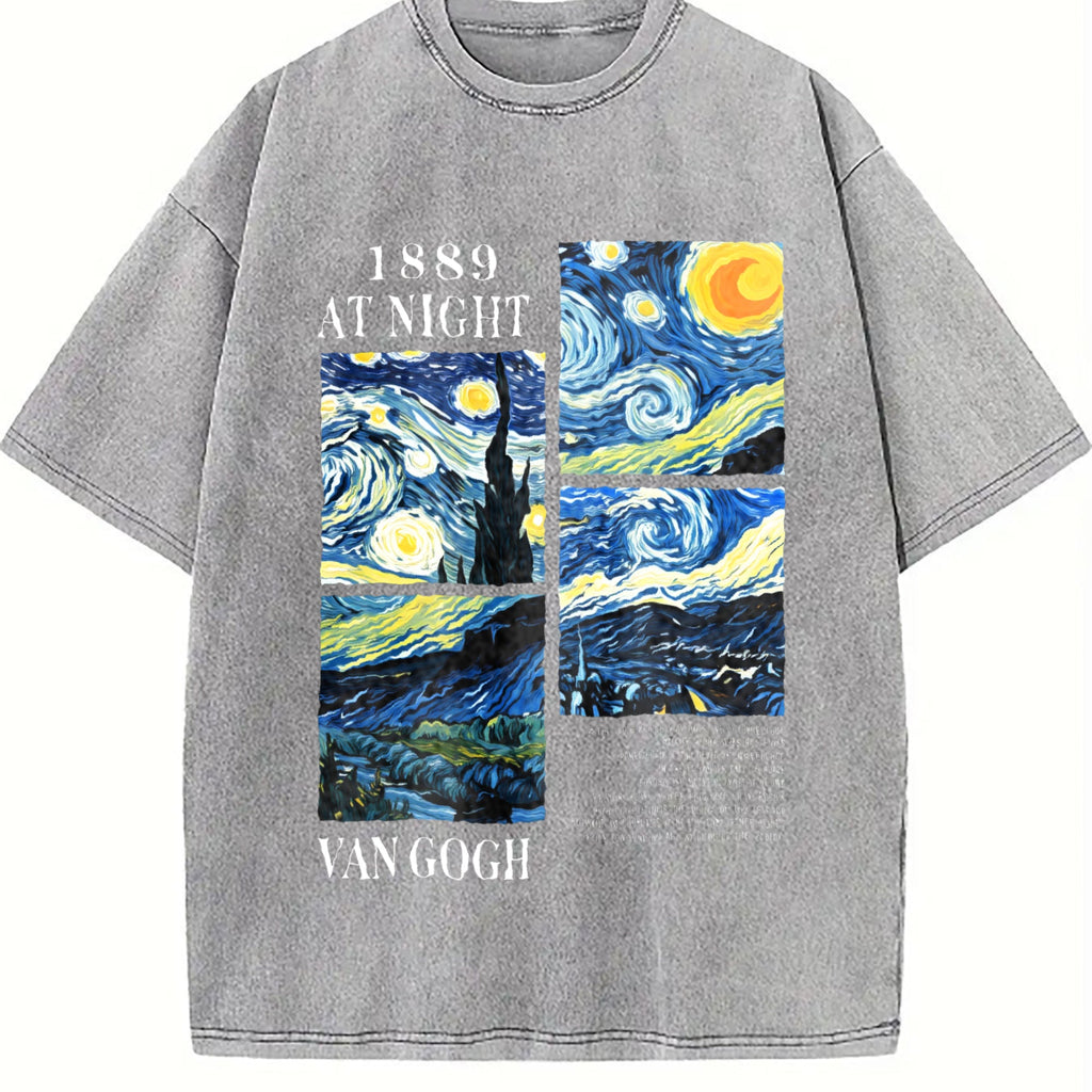 Starry Night Art Collage Vintage Washed T-Shirt product image 4