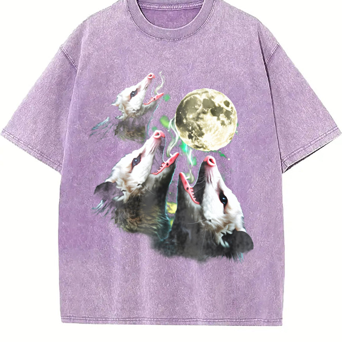 Opossum Howling To Moon 90s Vintage Washed T-Shirt product image 6