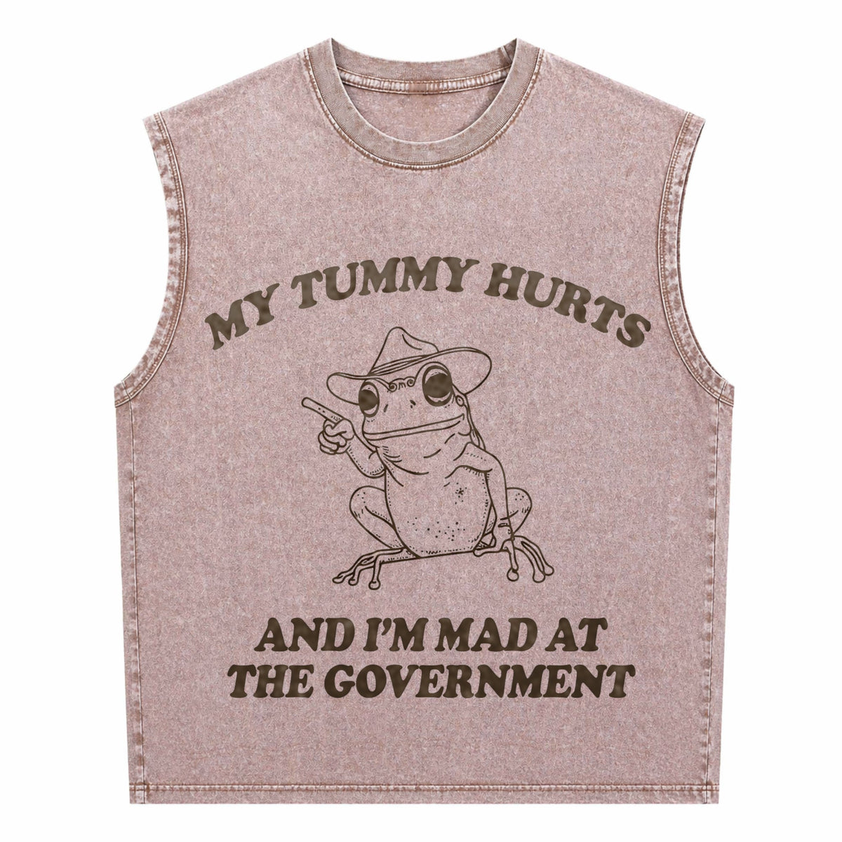 My Tummy Hurts And I'm Mad At The Government Frog Men's Washed Tank Top