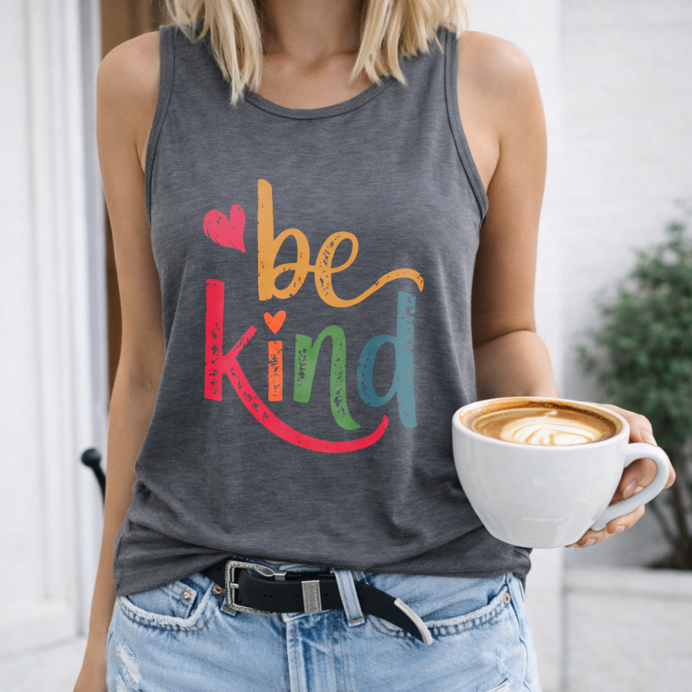 Be Kind Rainbow Lettering Women's Tank Top