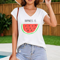 White Watermelon - Summer With Happiness Is Women's V-Neck Tank Top