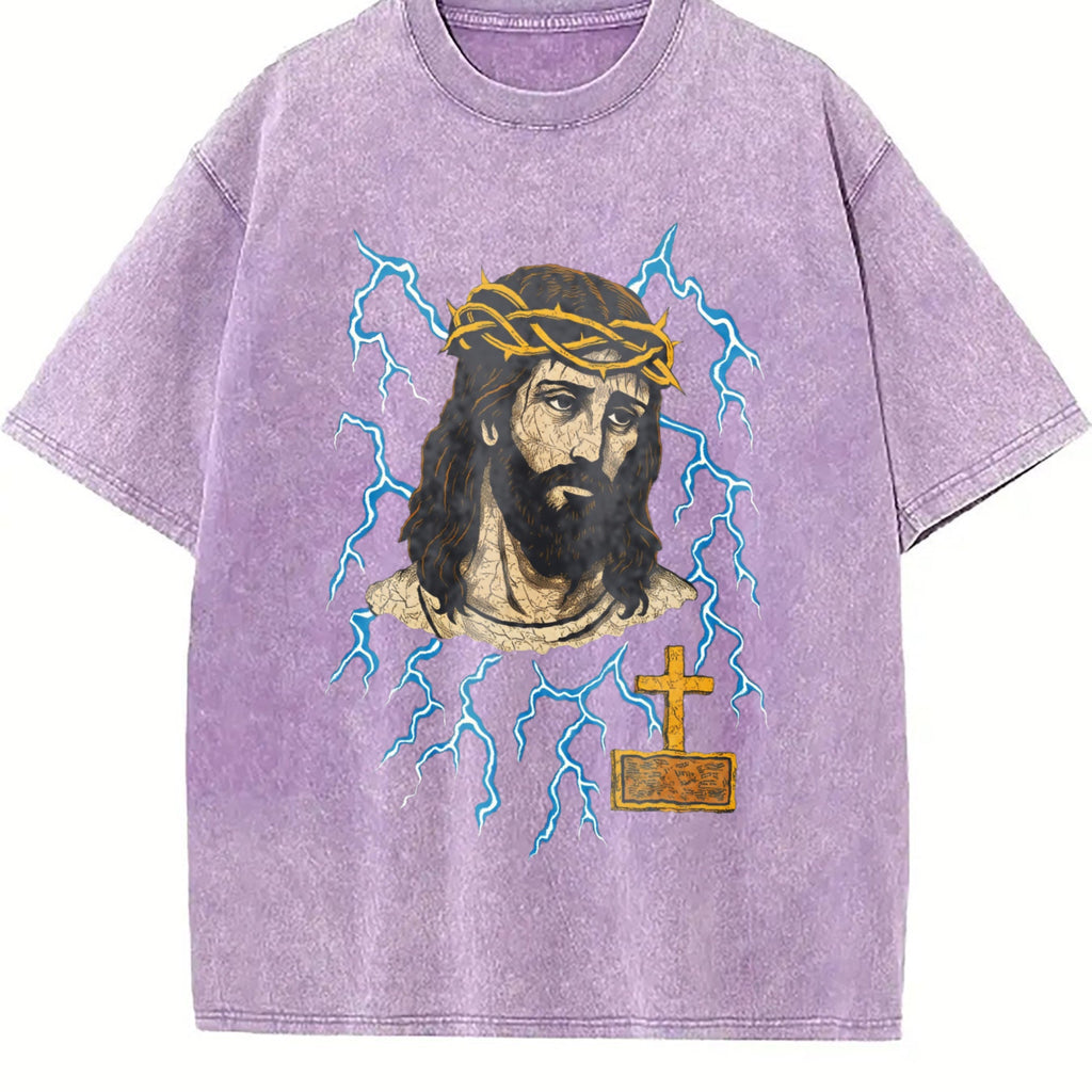Jesus Lightning 90s Vintage Washed T-Shirt product image 6