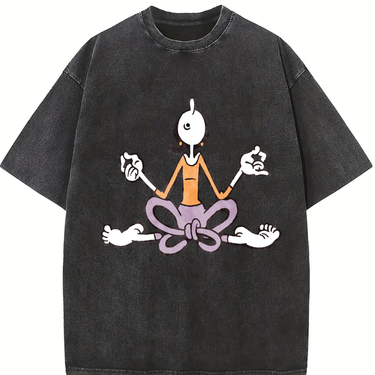 Cartoon Yoga Meditating Vintage Washed T-Shirt product image 2