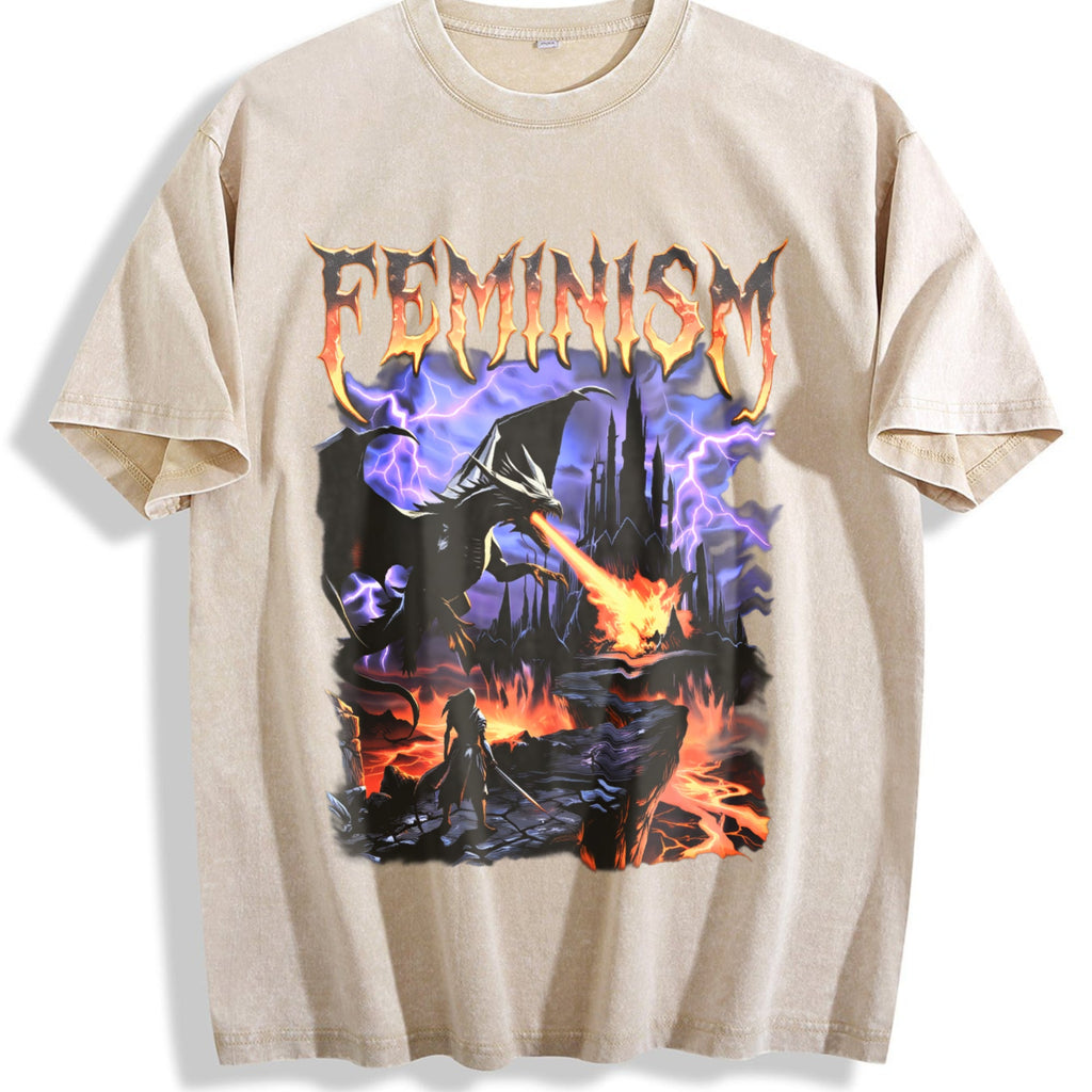 Feminism Dragon Vintage Washed T-Shirt product image 1