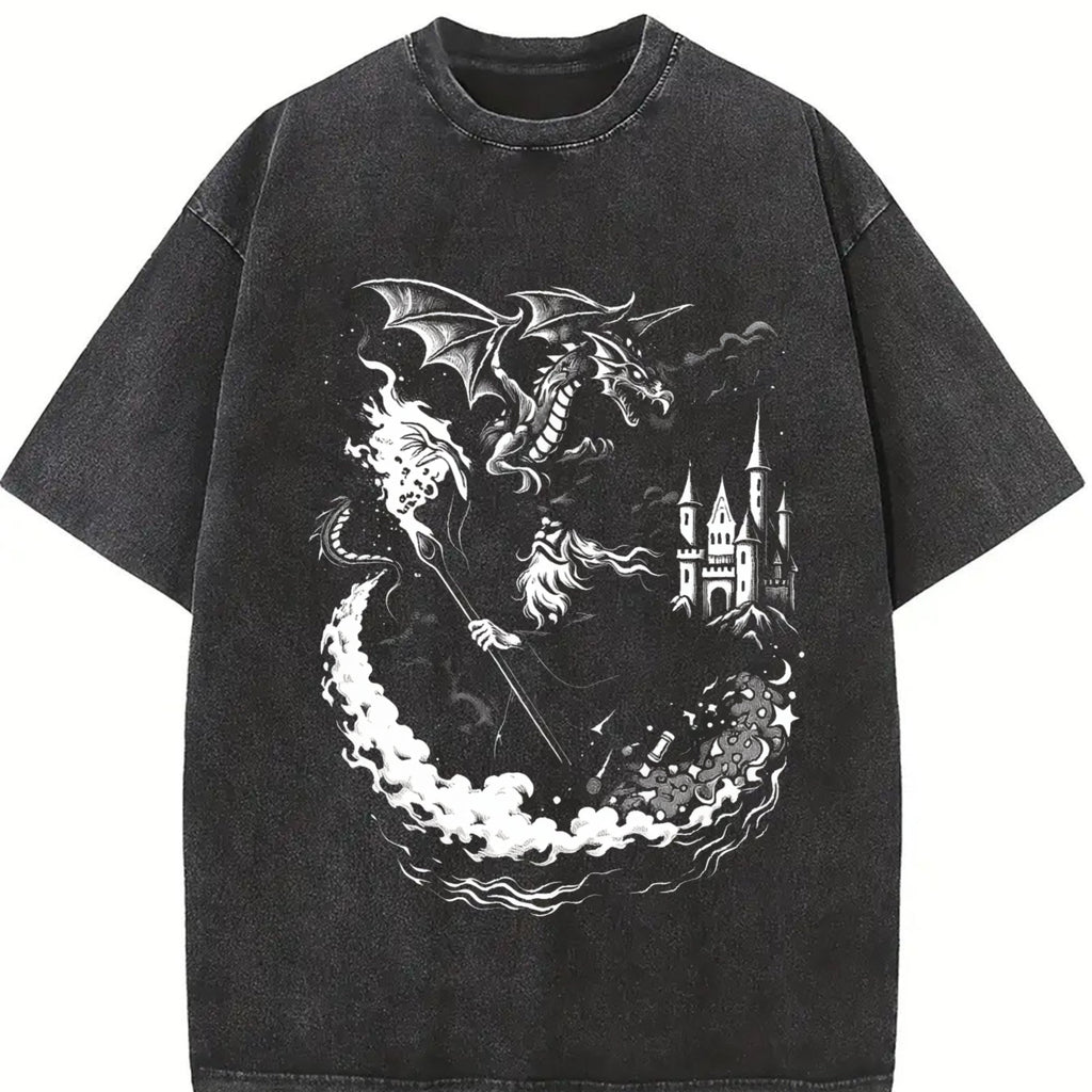 Wizard Dragon Gothic Fantasy Castle Sorcerer Magic Vintage product image 2