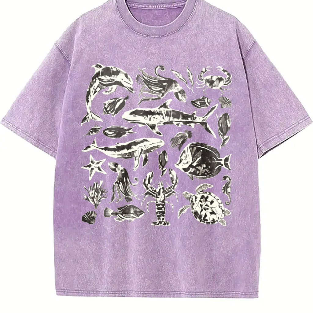 Sea Animals 90s Vintage Washed T-Shirt product image 6