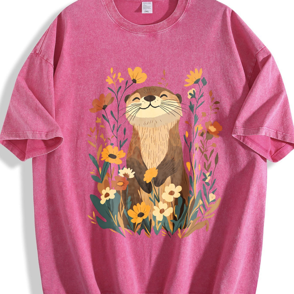Botanical Otter & Plants Vintage Washed T-Shirt product image 7