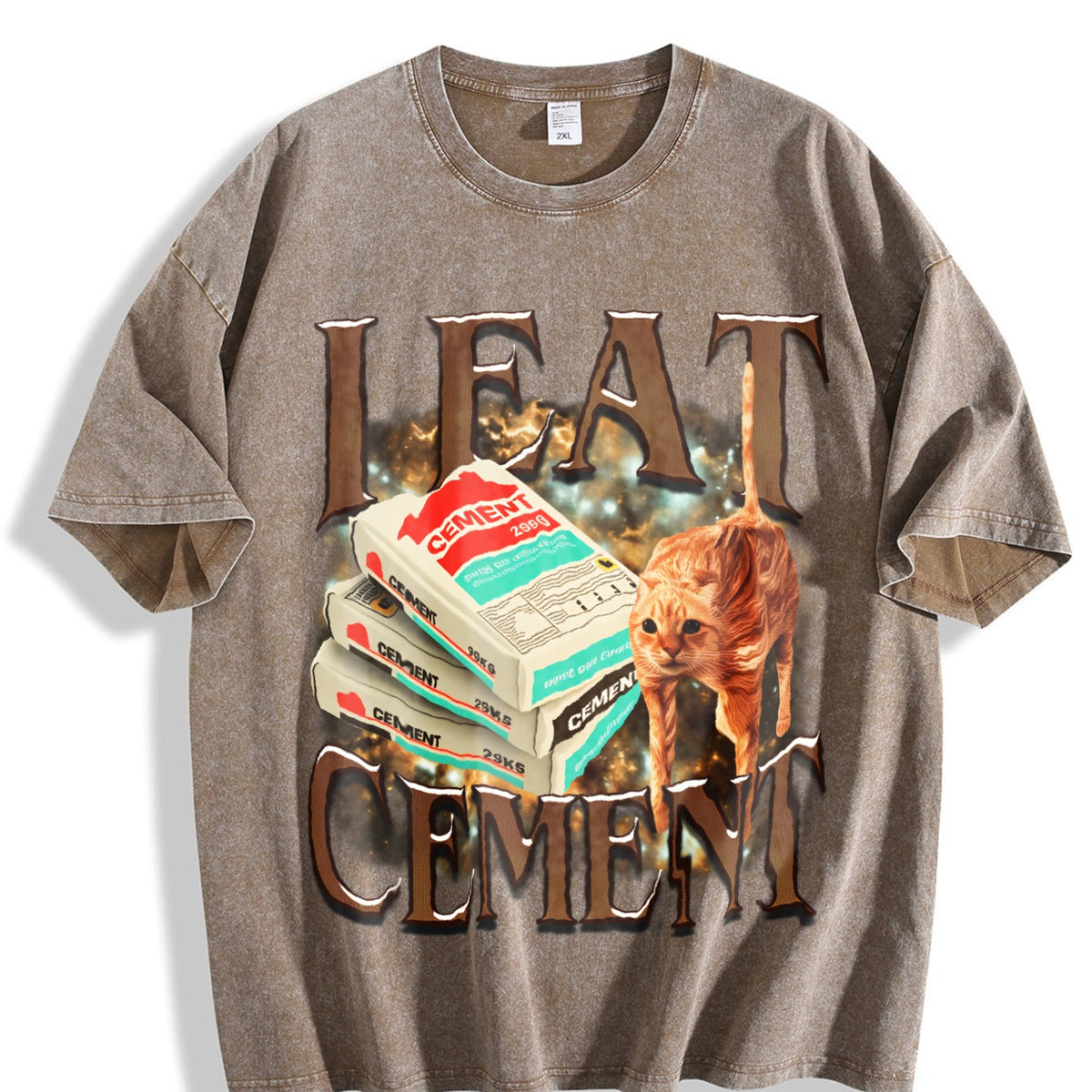 I Eat Cement Funny Cat Meme Vintage Washed T-Shirt product image 3