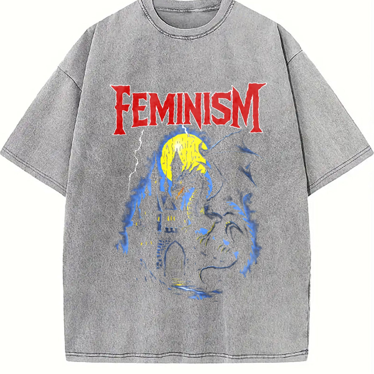 Feminism Dragon Fantasy Vintage Washed T-Shirt product image 5