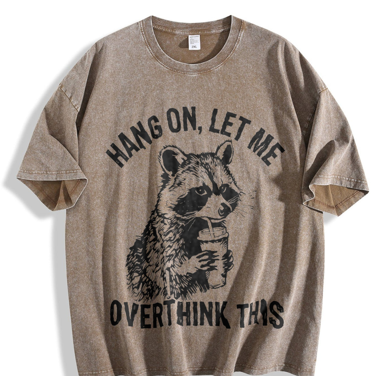 Hang On Let Me Overthink This Raccoon Vintage Washed T-Shirt product image 3