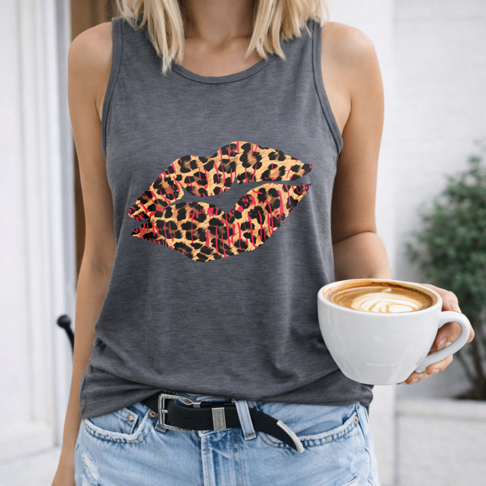 Cartoon Leopard Lips Women's Tank Top