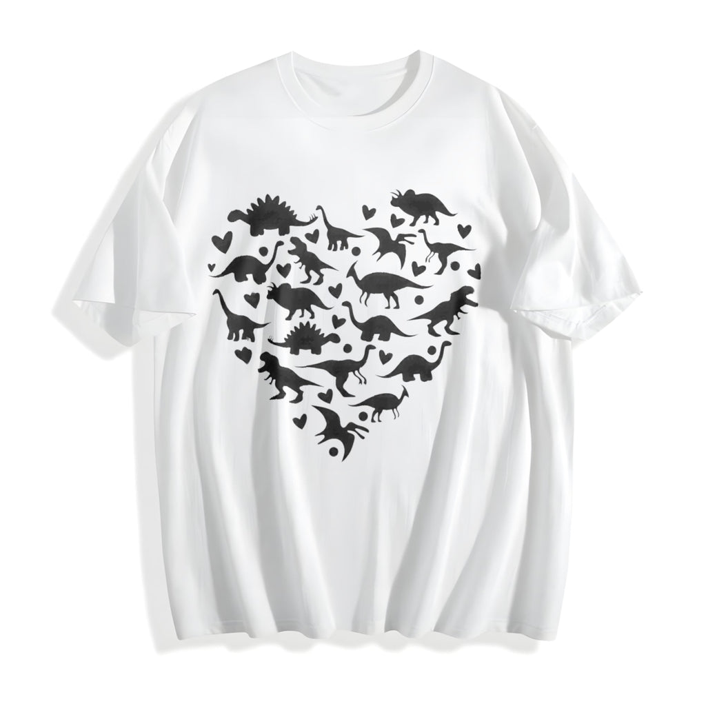 Heart-shaped Dinosaur Summer Cotton T-Shirt product image 2