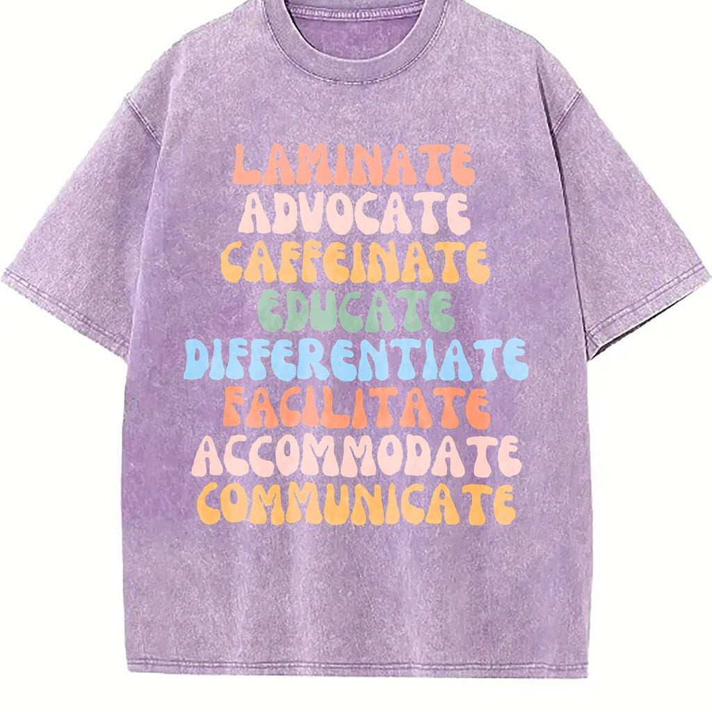 Teacher Advocate Educate Communicate Vintage Washed T-Shirt product image 6