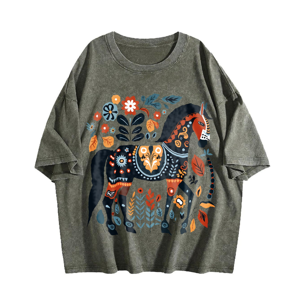 Summer Bohemian Floral Horse One-piece Vintage Washed product image 4