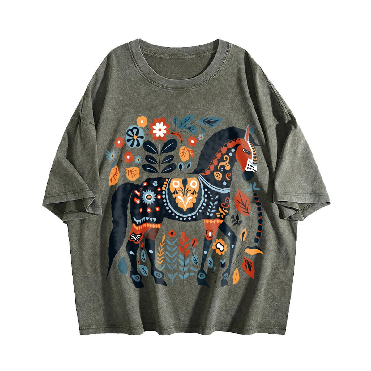 Summer Bohemian Floral Horse One-piece Vintage Washed product image 4
