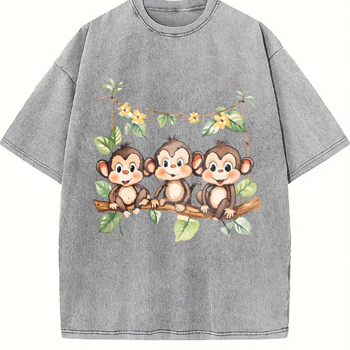 Summer : With Three Monkeys On Branch Yellow Flowers product image 5