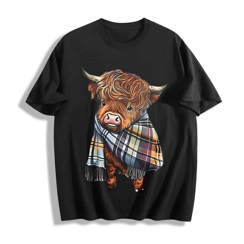 Scottish Highland Cow Plaid - Cozy Cattle & Tartan Cotton product image 1