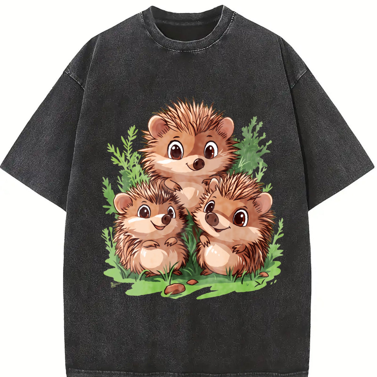 Summer A With Three Brown Hedgehogs Nestled In Green product image 2
