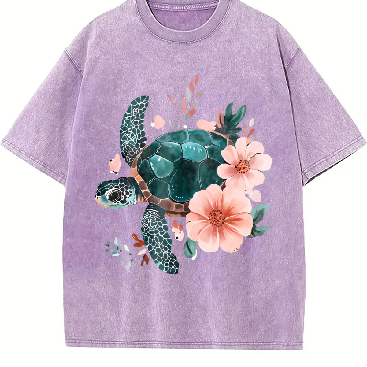 Floral Turtle & Peach Blossom - Stretch Vintage Washed product image 6