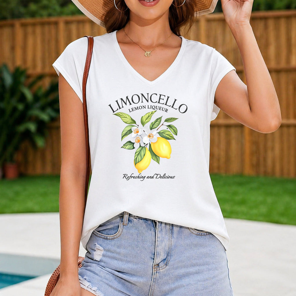 White Limoncello And Text Women's V-Neck Tank Top