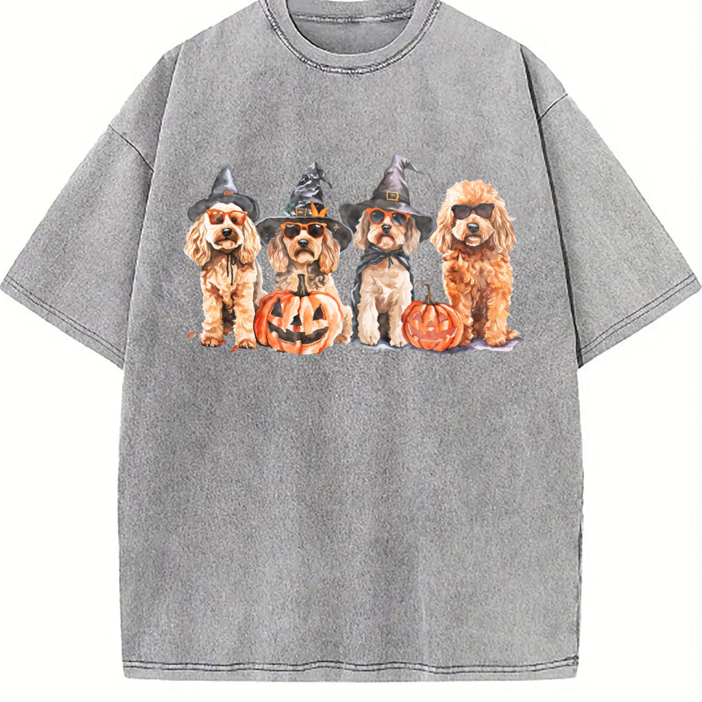Goldendoodle Halloween Vintage Washed T-Shirt product image 4