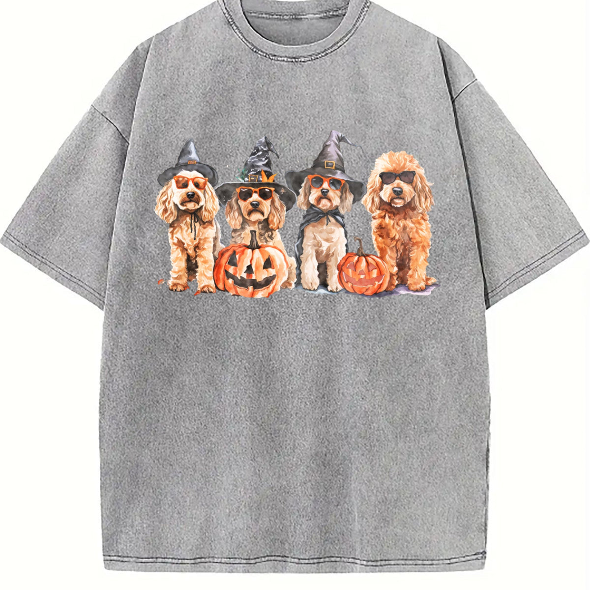 Goldendoodle Halloween Vintage Washed T-Shirt product image 4