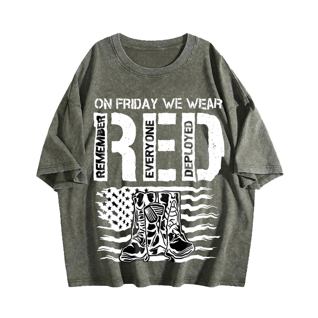 Military Support - US Flag & Red Friday Vintage Washed product image 4
