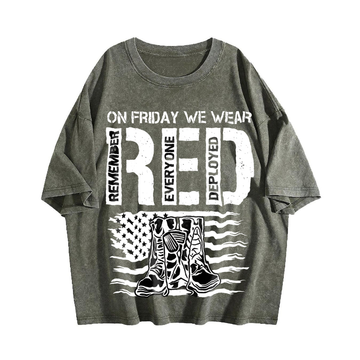 Military Support - US Flag & Red Friday Vintage Washed product image 4