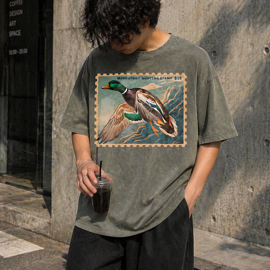 Waterfowl Stamp Art Vintage Washed T-Shirt product image 4